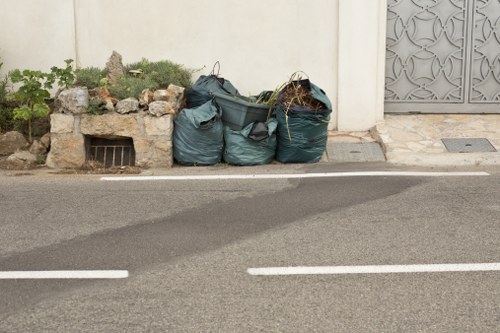 Construction site in Central London with builders waste management