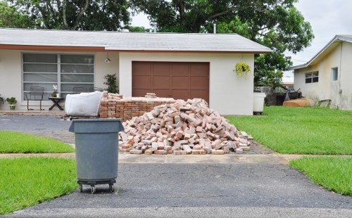 Professional rubbish clearance team at work