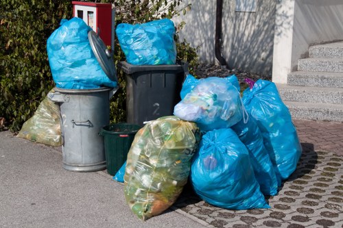 Residents participating in waste sorting and recycling