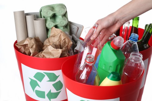 Recycle bins arranged for waste separation